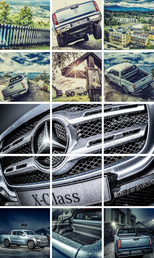Collage von einem Mercedes Auto