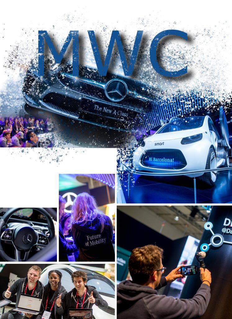 MWC Congress Collage mit Personen und Autos