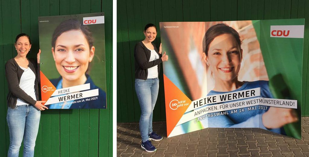 Plakat einer Kandidatin der CDU